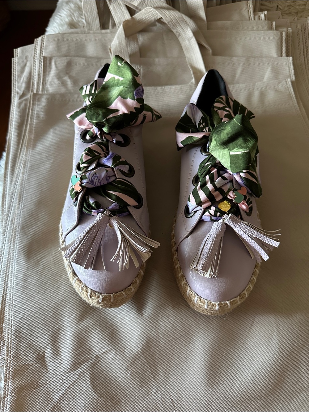 Lilac Espadrille Sneakers with Floral Ribbon Laces